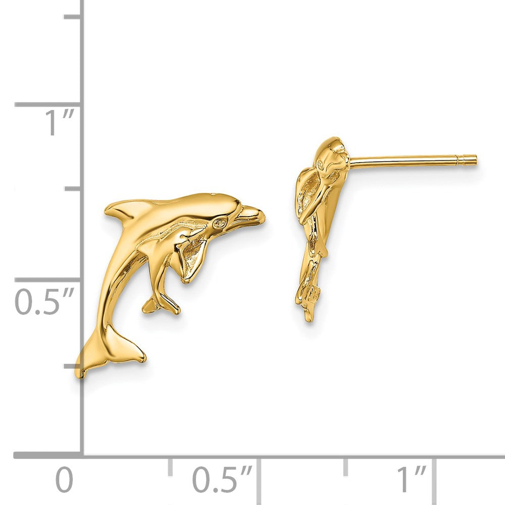 14K Polished Dolphin and Post Earrings