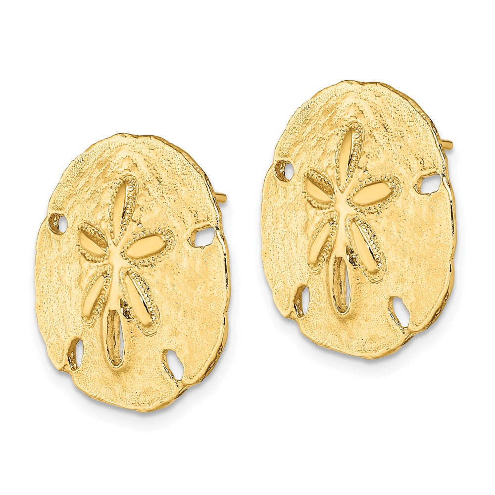14K Polished Sand Dollar Post Earrings
