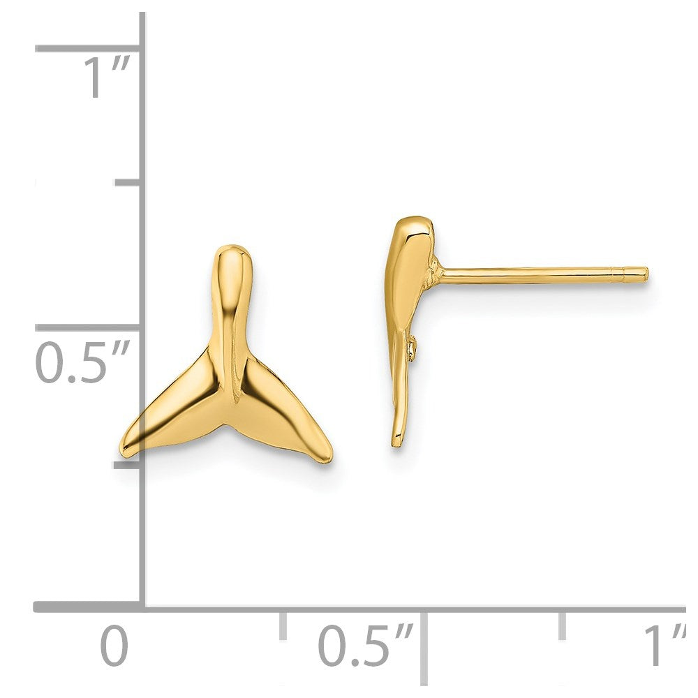 14K Mini Whale Tail Post Earrings