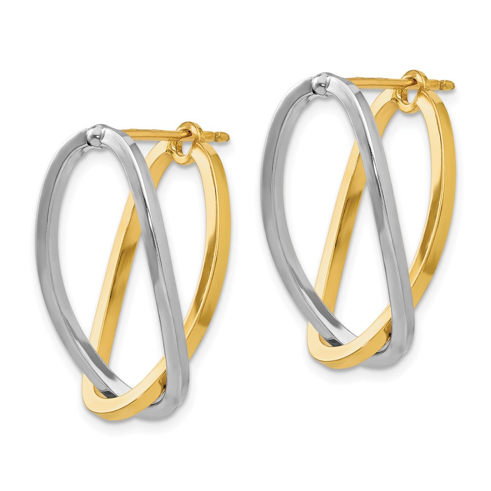 14k Two-Tone Polished Versatile Oval Post Earrings