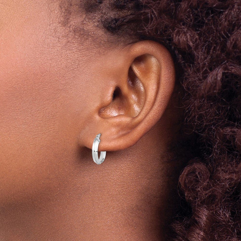 14k White Gold Polished Small 3mm Hoop Earrings