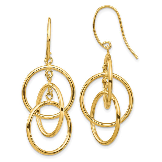 14k Polished Circles Dangle Earrings