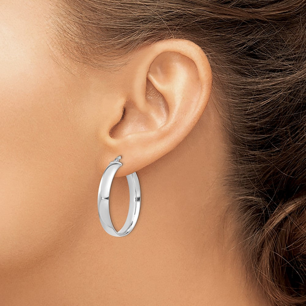 14k White Gold High Polished 5mm Hoop Earrings