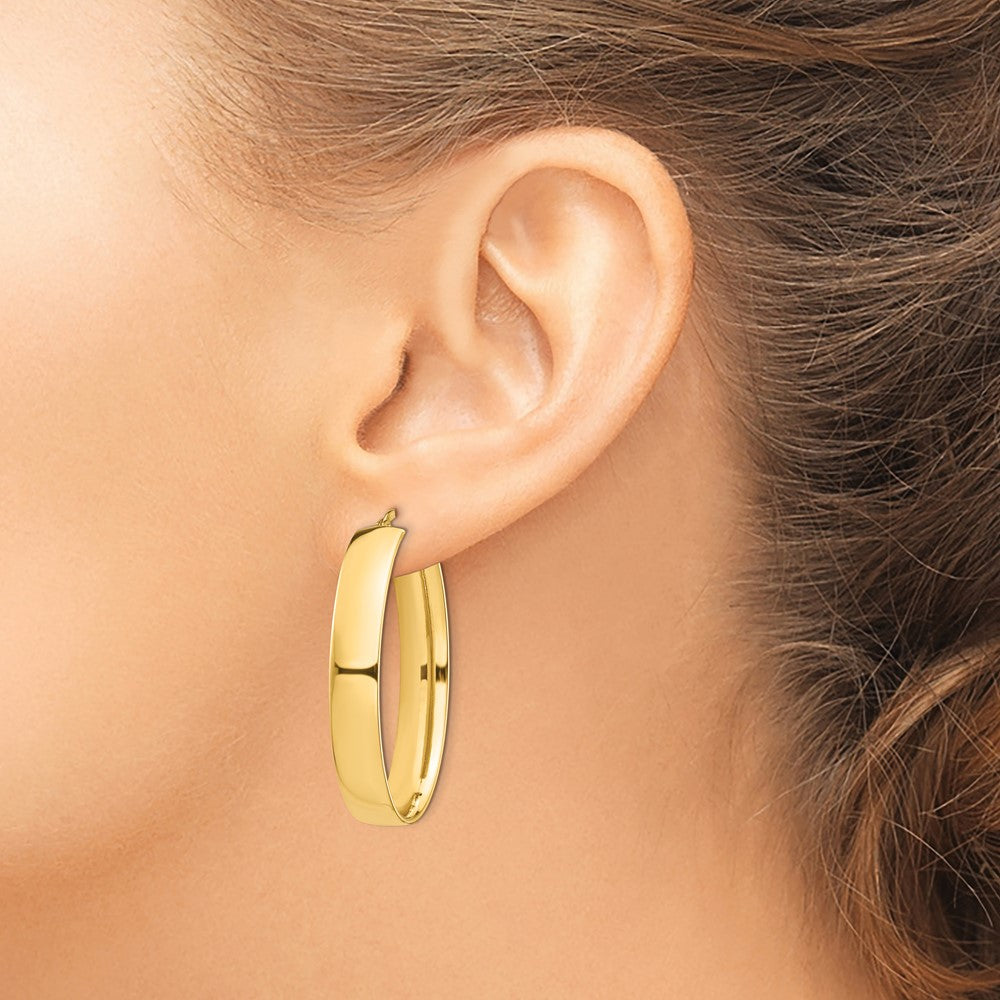 14k High Polished 7mm Oval Hoop Earrings