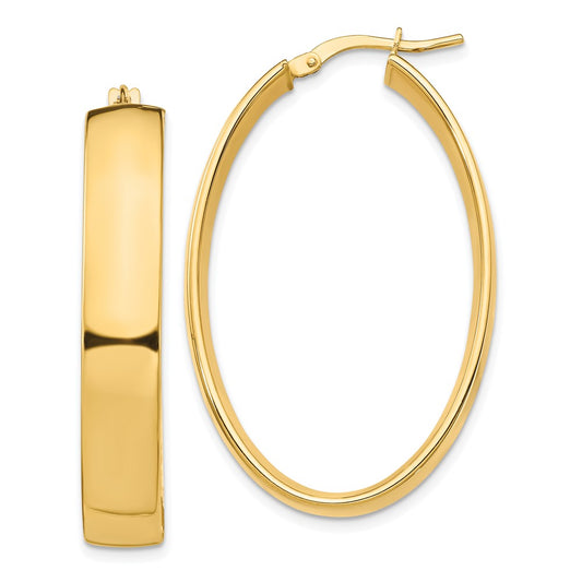 14k High Polished 7mm Oval Hoop Earrings