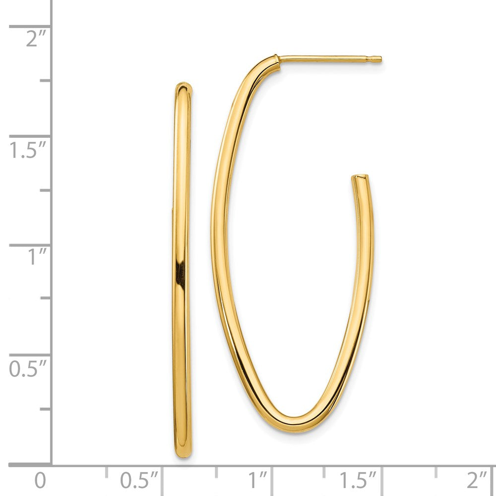 14k Polished Pointed Oval Post Dangle Earrings