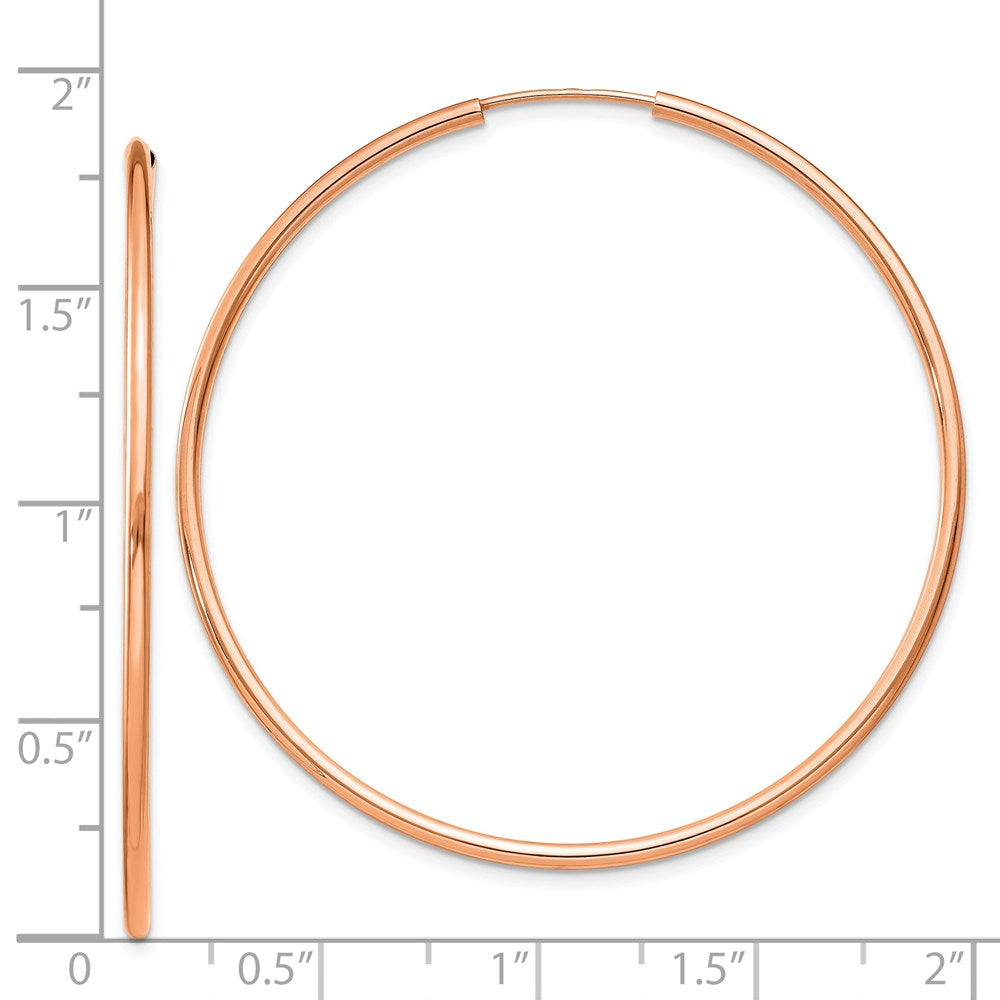 14k Rose Gold 1.5mm Polished Endless Hoop Earrings