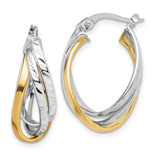 14K Two Tone Hoop Earrings