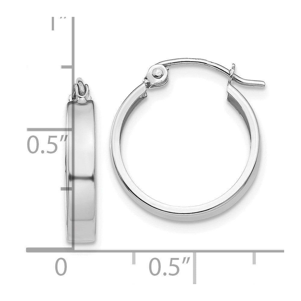 14k White Gold Polished 3mm Hoop Earrings