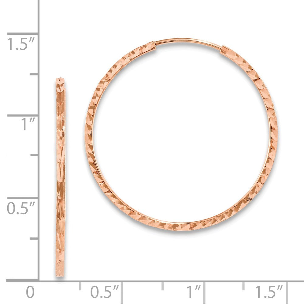 14k Rose Gold Rose Gold Diamond-cut Square Tube Endless Hoop Earrings