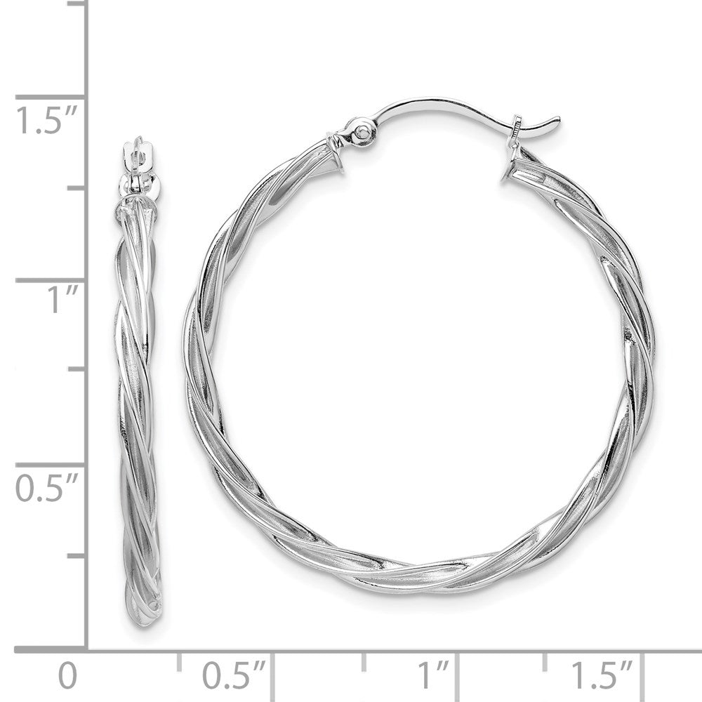 14K Polished White Gold 2.5mm Twisted Hoop Earrings