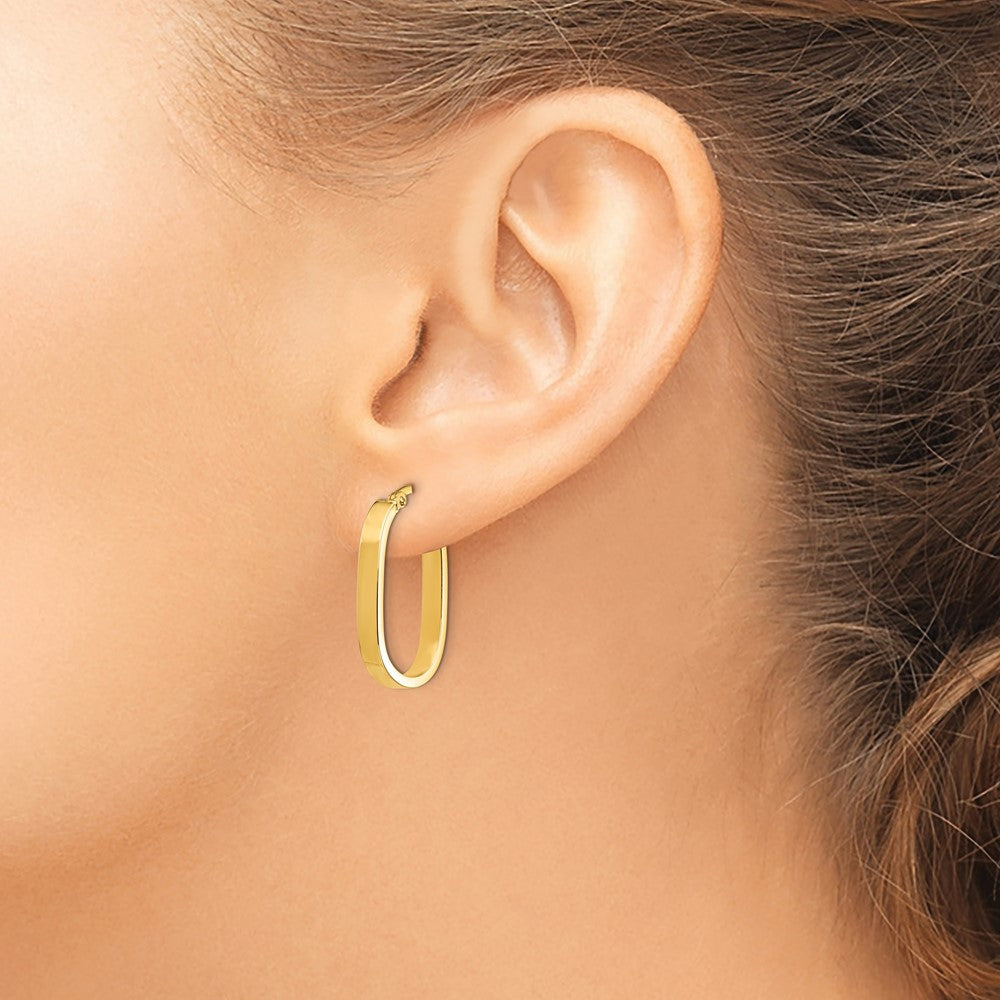 14K 3x2mm Oval Hoop Earrings