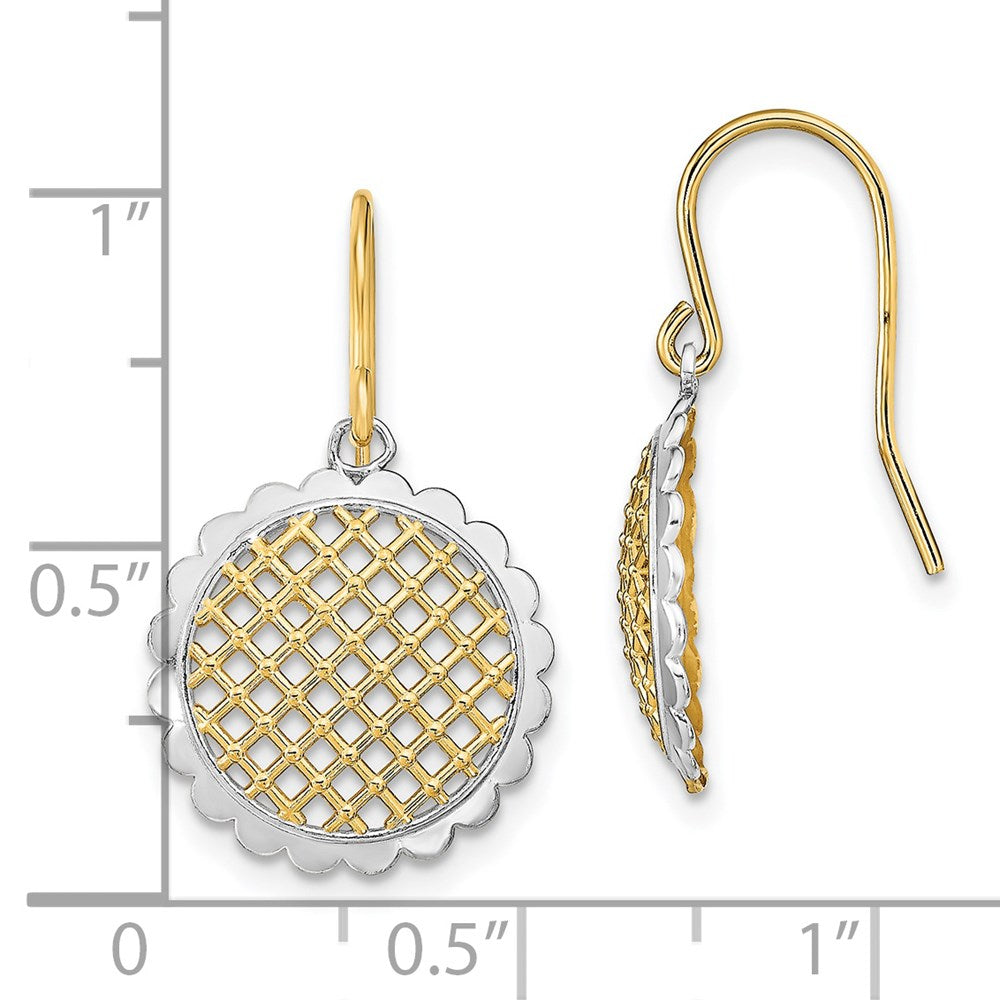14K w/Rhodium Fancy Dangle Wire Earrings
