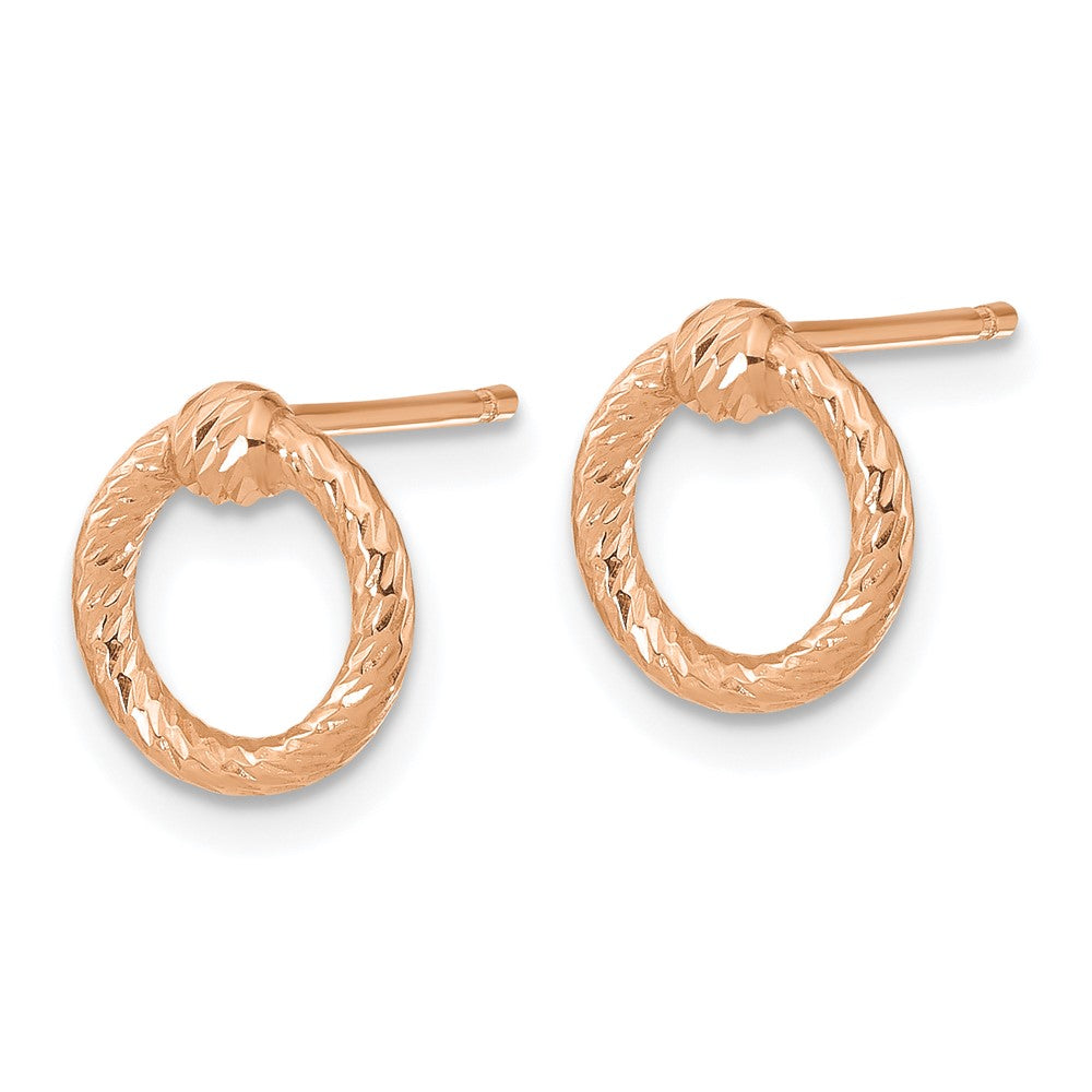 14k Rose Gold Rose Gold Polished D/C Twisted Circle Post Earrings