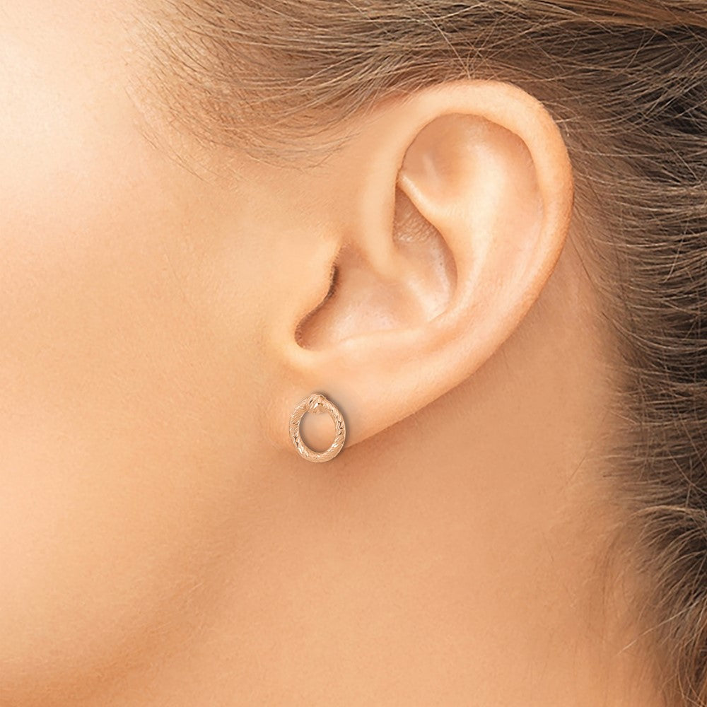 14k Rose Gold Rose Gold Polished D/C Twisted Circle Post Earrings