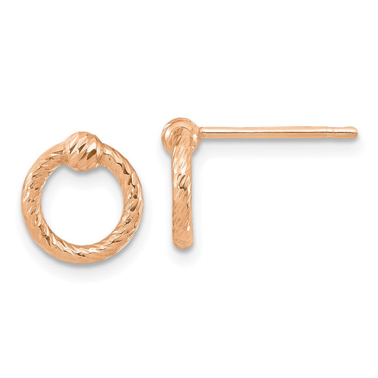 14k Rose Gold Rose Gold Polished D/C Twisted Circle Post Earrings