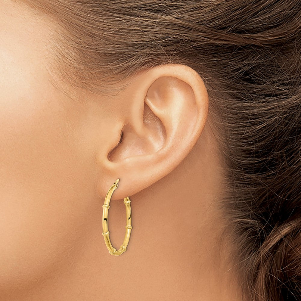 14K Polished and Fancy Hoop Earrings
