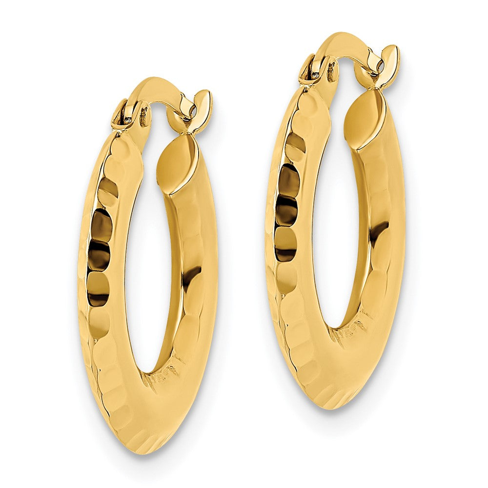 14k Yellow Gold Polished Diamond-cut Knife-edge 2x18mm Round Hoop Earrings