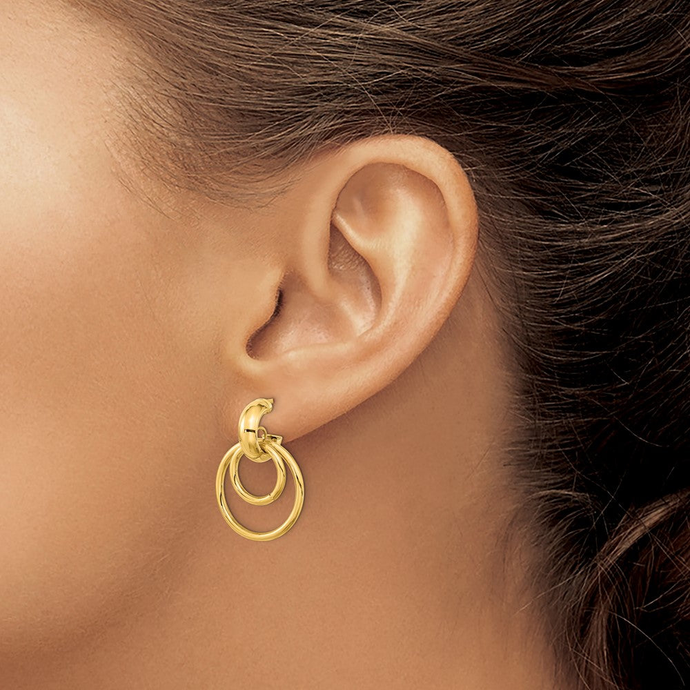 14K Polished Fancy Post Dangle Earrings