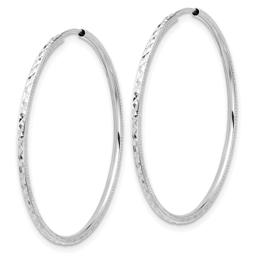 14k White Gold D/C 1.50mm Endless Hoop Earrings