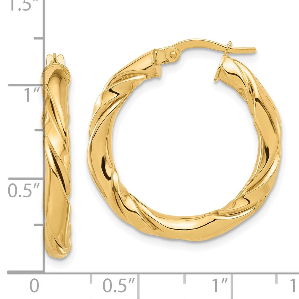 14k Yellow Gold Polished Twisted Hoop Earrings