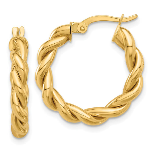 14k Polished Twisted Hoop Earrings