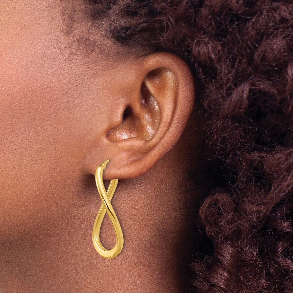 14K Yellow Gold Polished Twisted Hoop Earrings