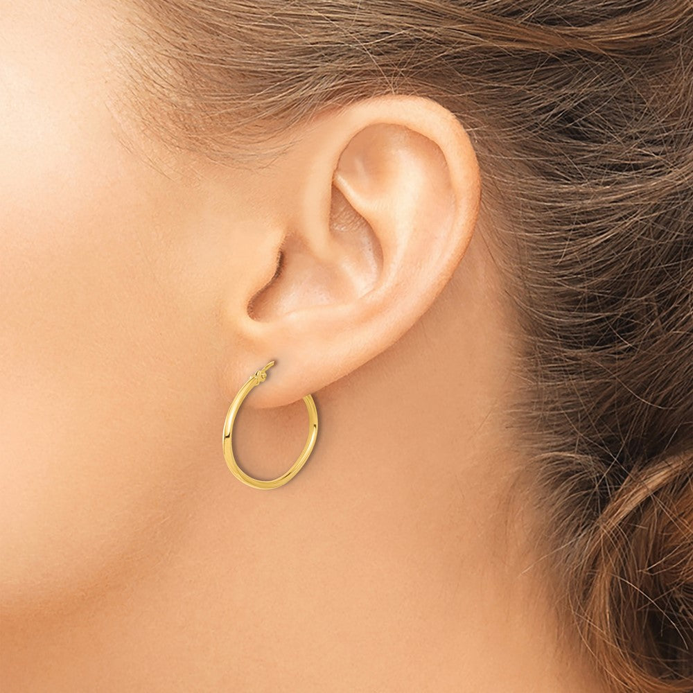 14k Polished 1.50mm Oval Hoop Earrings