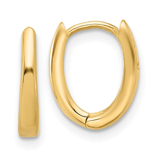 14K Polished Oval Hinged Hoop Earrings