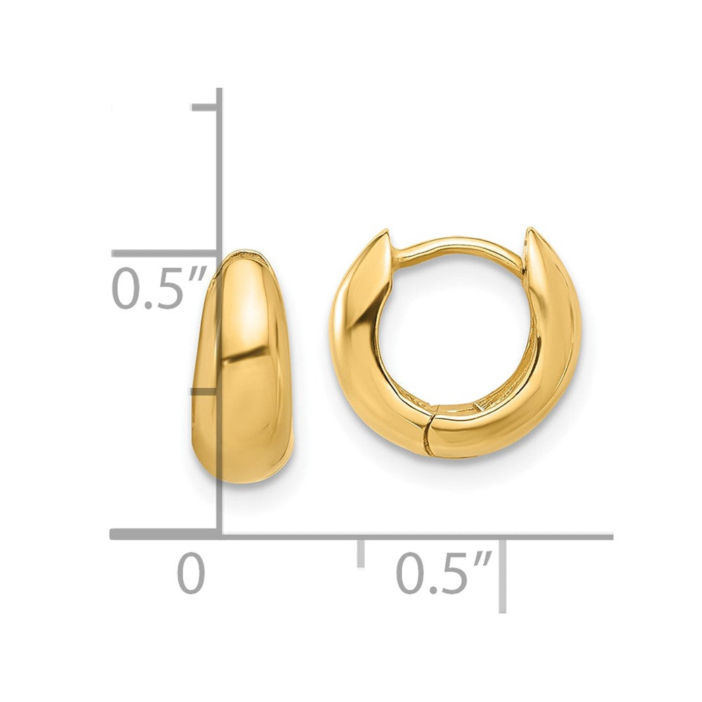 14K Polished Hinged Huggie Hoop Earrings