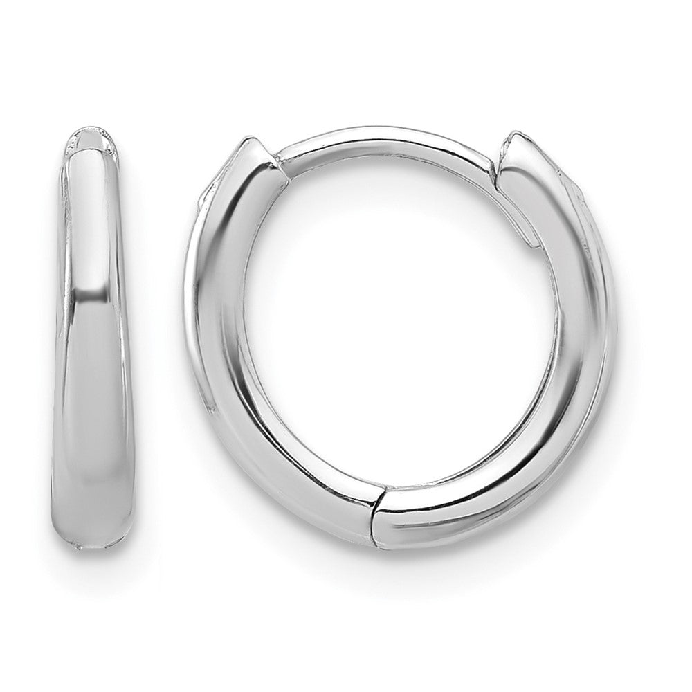 14K White Gold Polished Hinged Hoop Earrings