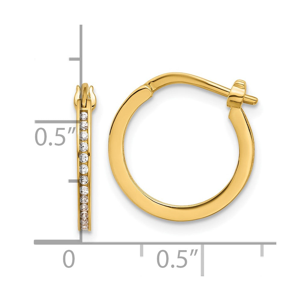14K CZ 1.5mm Hoop Earrings