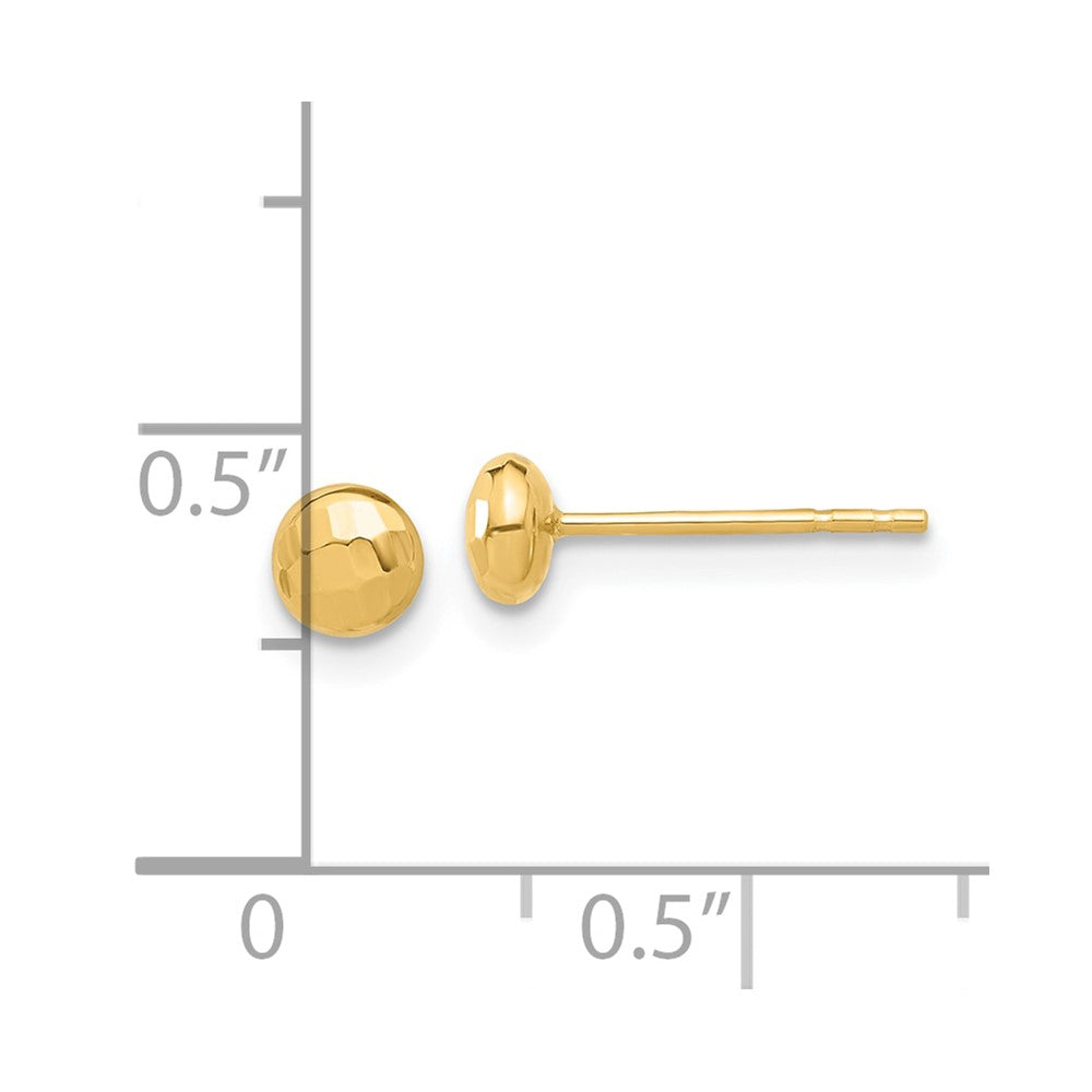 14K Polished and Diamond-cut 4.5mm Button Post Earrings
