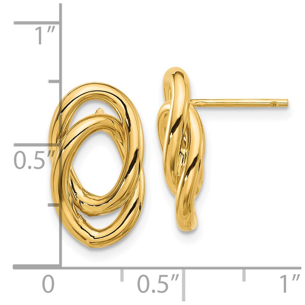 14K Polished Interlocked Links Post Earrings