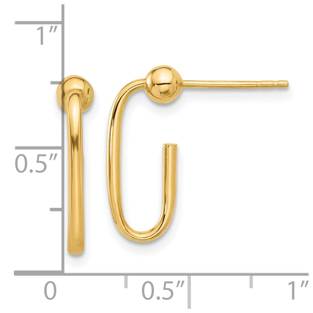 14K Polished J-Hoop Post Earrings