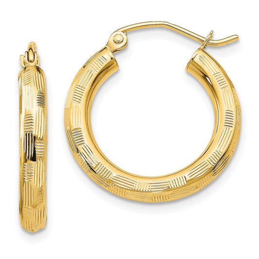 14k Diamond-cut Hoop Earrings