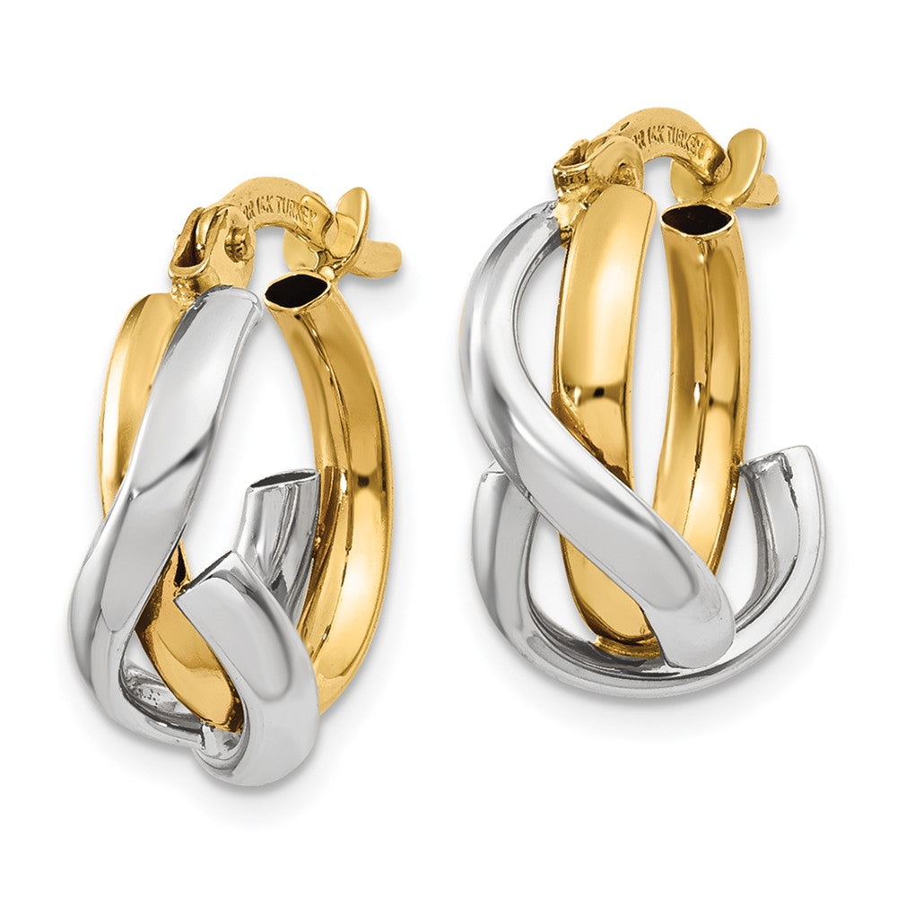 14K Yellow Gold Two-Tone Polished Fancy Hoop Earrings