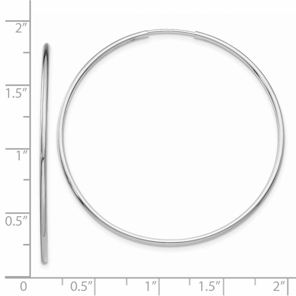14k White Gold Polished Endless Tube Hoop Earrings