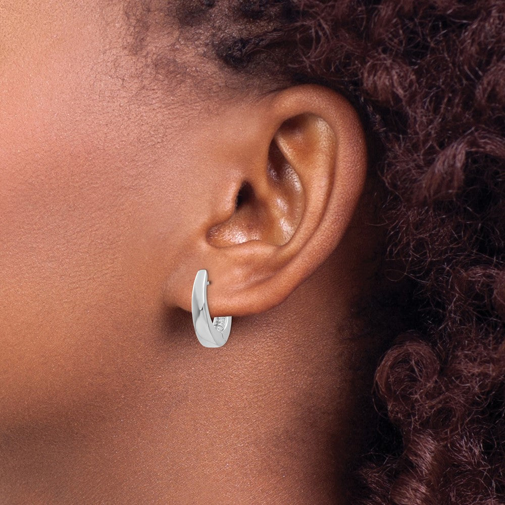 14k White Gold Hinged Hoop Earrings