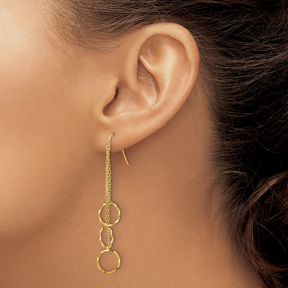 14K Faceted Circle Dangle Earrings