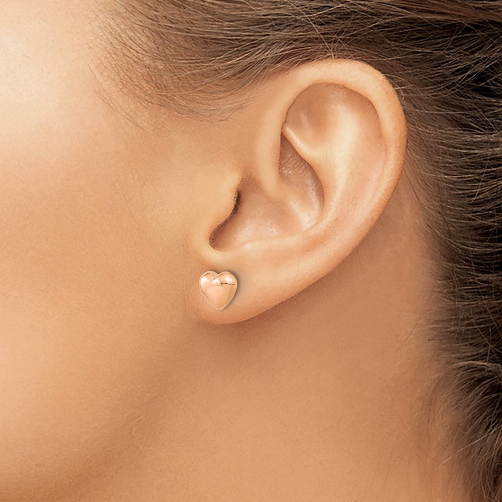 14k Rose Gold Rose Gold Polished Heart Post Earrings