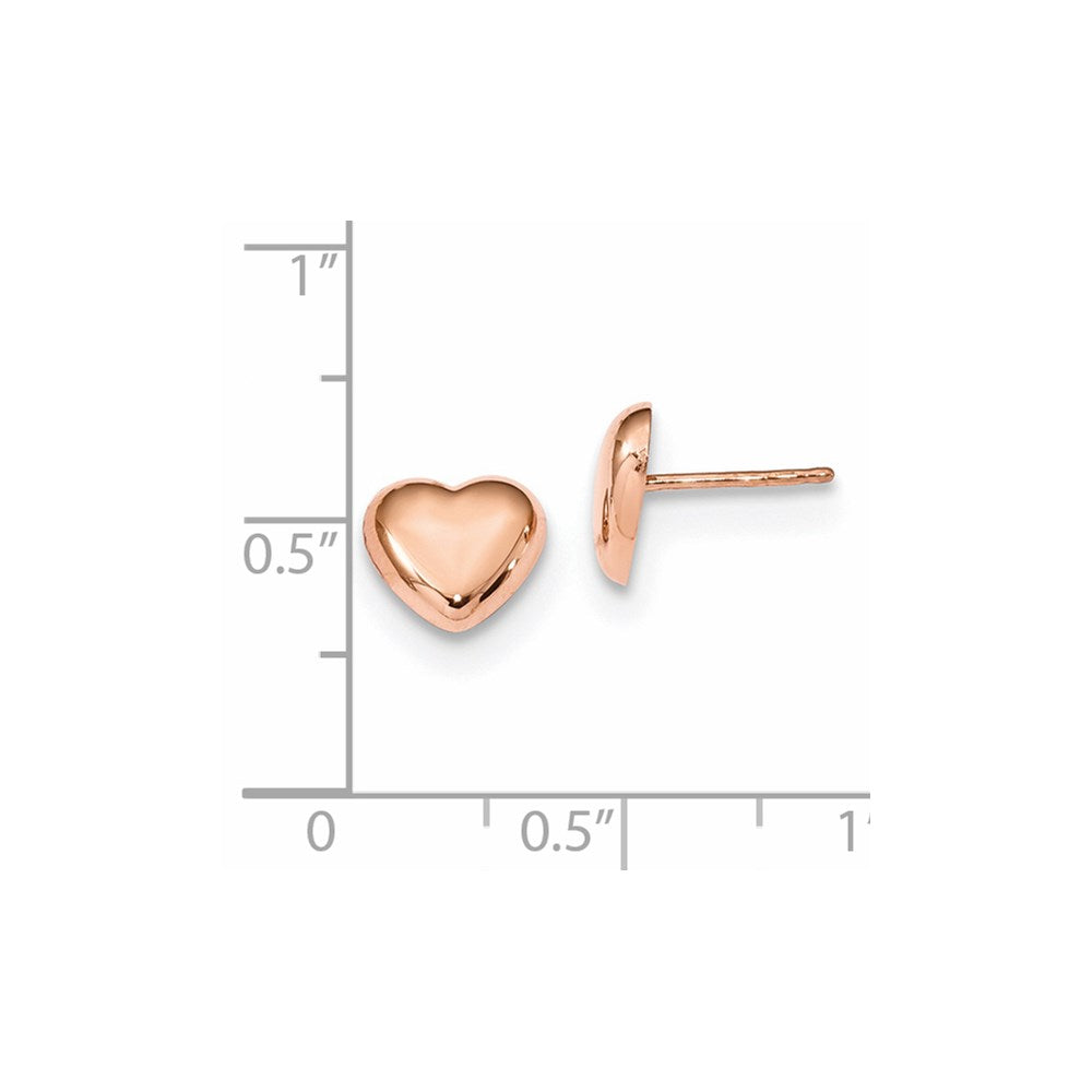 14k Rose Gold Rose Gold Polished Heart Post Earrings