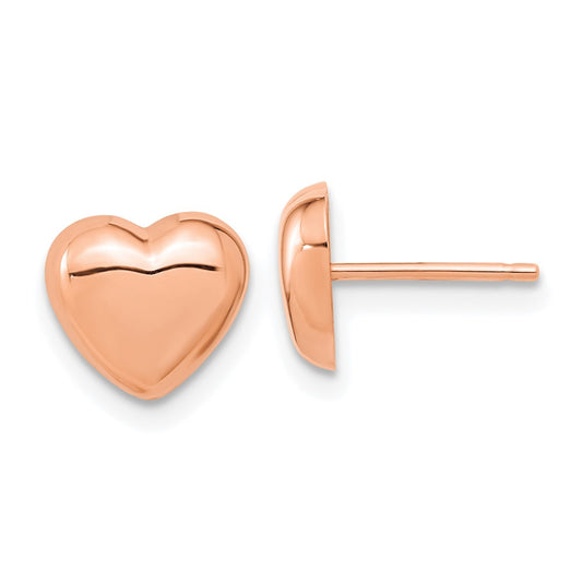 14k Rose Gold Rose Gold Polished Heart Post Earrings