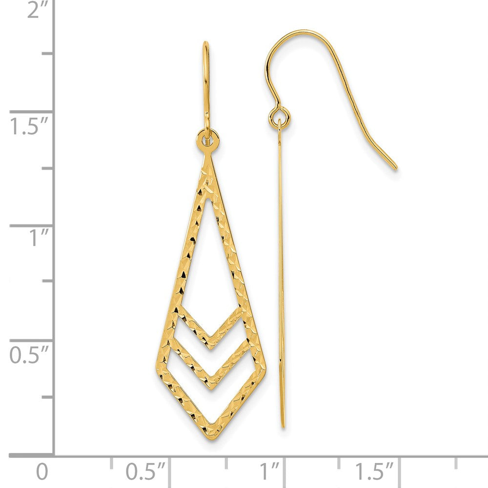 14k Gold Polished and Textured Dangle Earrings
