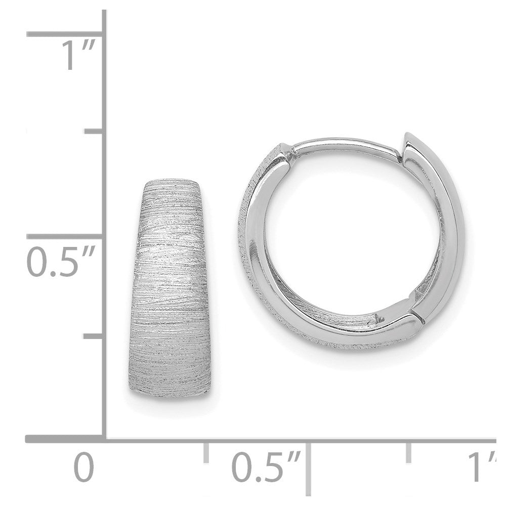 14K White Gold Textured Hoop Earrings