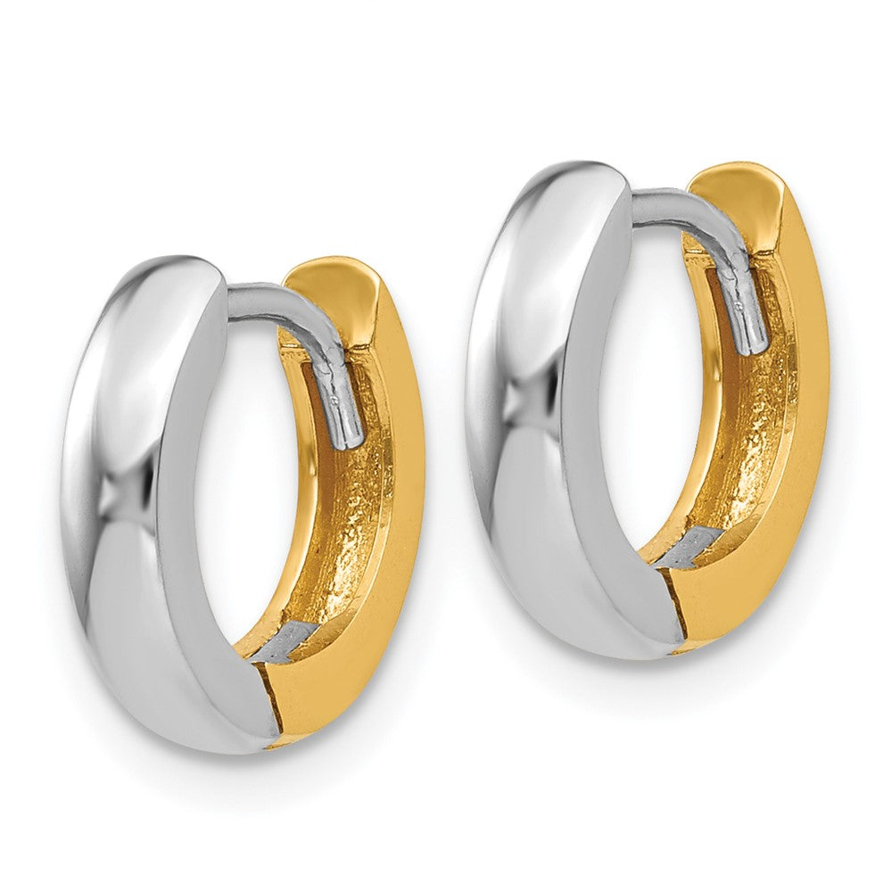 14k Yellow Gold Two-tone 2.5mm Round Hinged Hoop Earrings