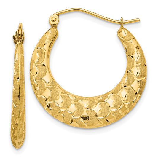 14K Laser Cut Patterned Hoop Earrings