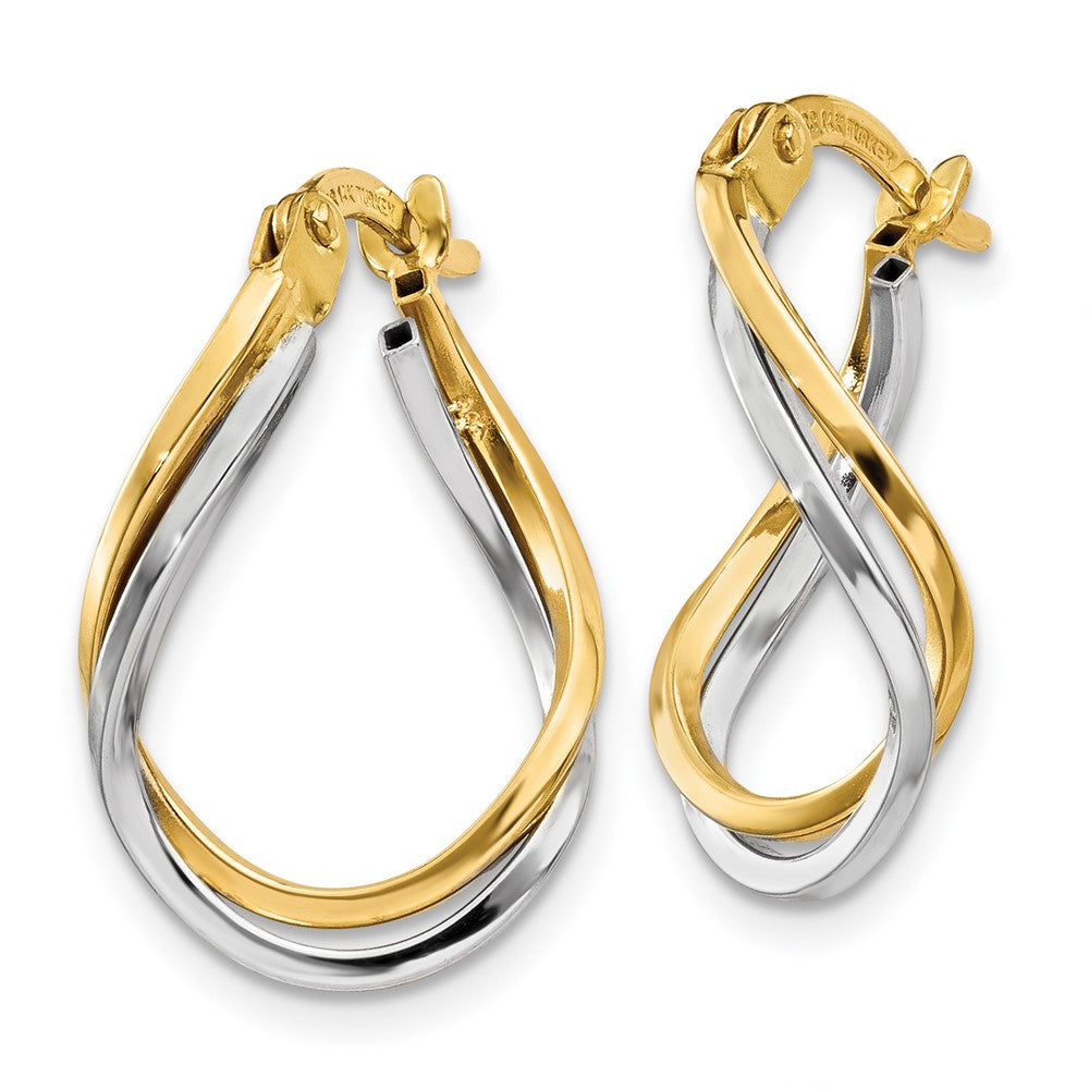 14k Yellow Gold Two-tone Twisted Hoop Earrings