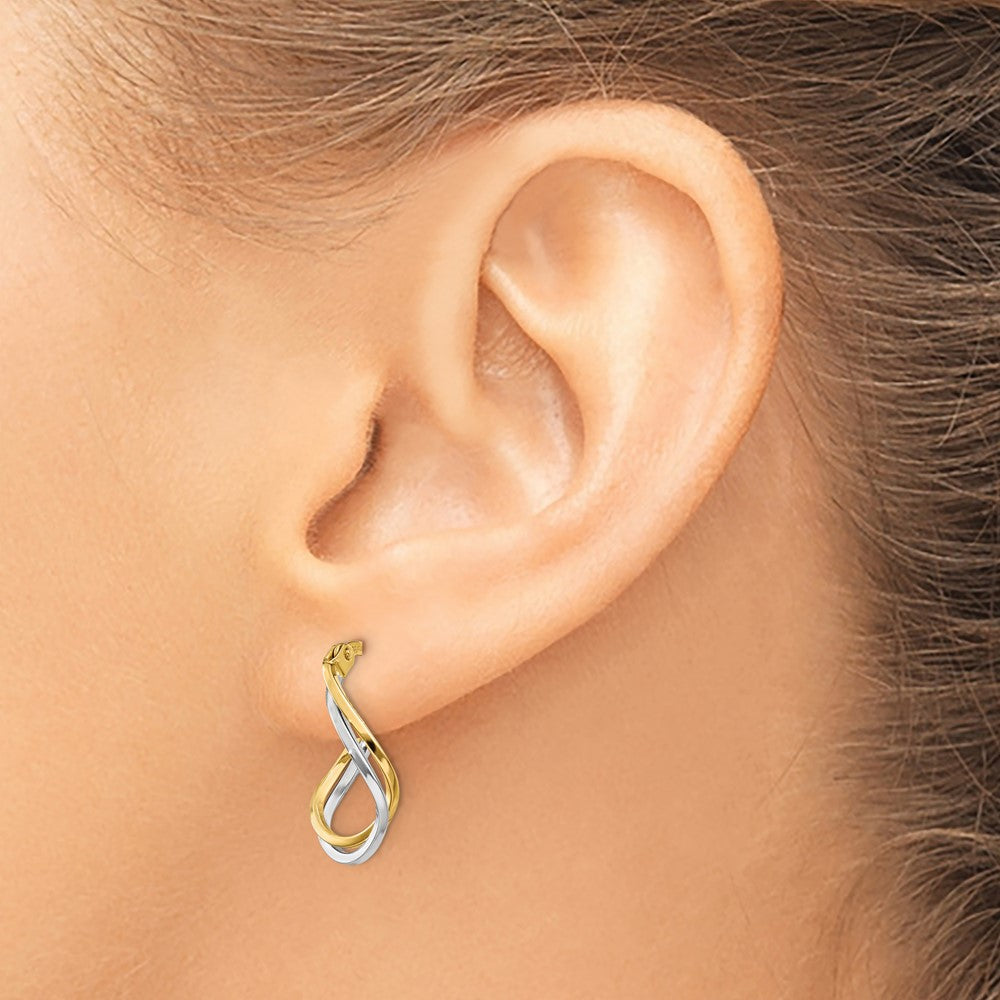 14k Yellow Gold Two-tone Twisted Hoop Earrings