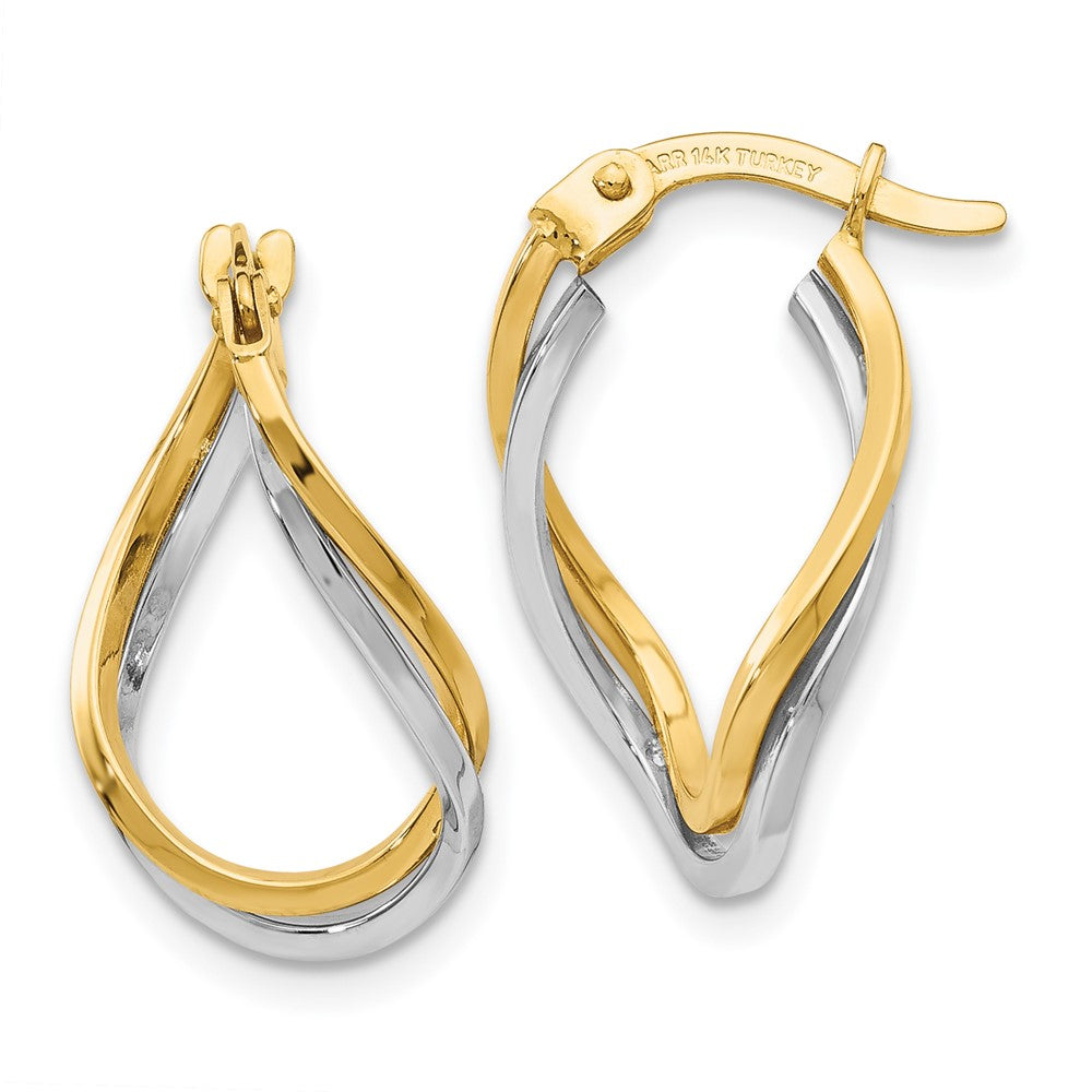14k Yellow Gold Two-tone Twisted Hoop Earrings